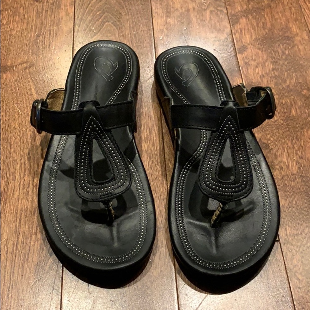 OluKai Lanakila Leather Sandals, Size 8